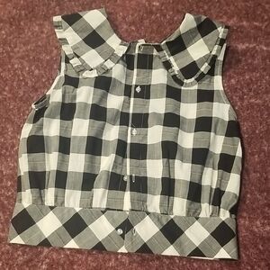 Girl's Sleeveless Checkered Button Down shirt Size 12 NWT
